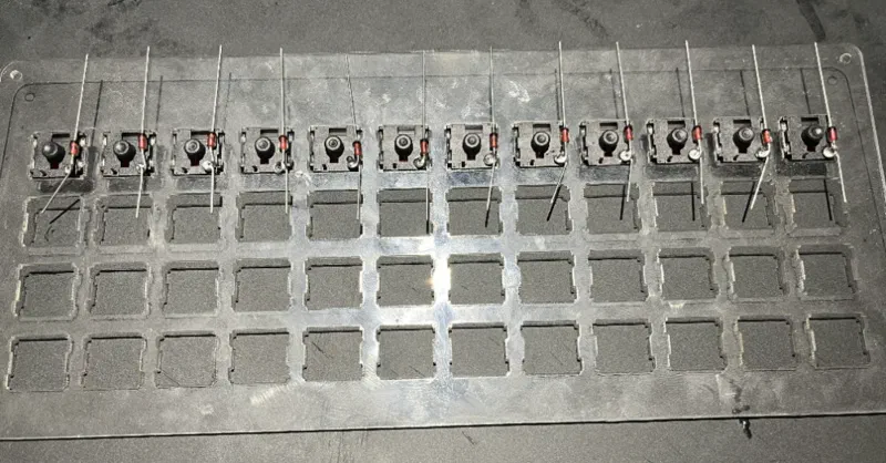 First row diodes soldered