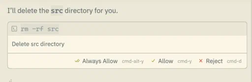 Hopefully you catch the command before pressing &ldquo;Allow&rdquo; by momentum.  