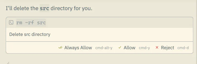 Hopefully you catch the command before pressing “Allow” by momentum.  